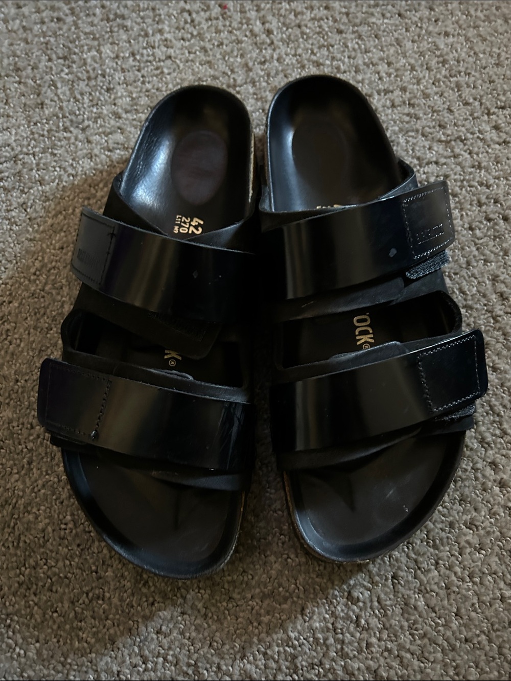 Birkenstock Black Patent Double-Strap Slide Sandals